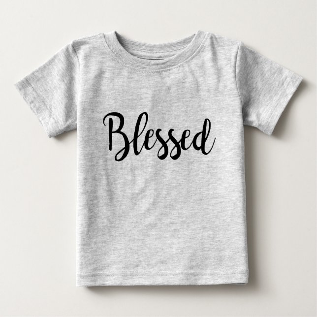 Camiseta De Bebé letras de script BLESSED lindas | (Anverso)