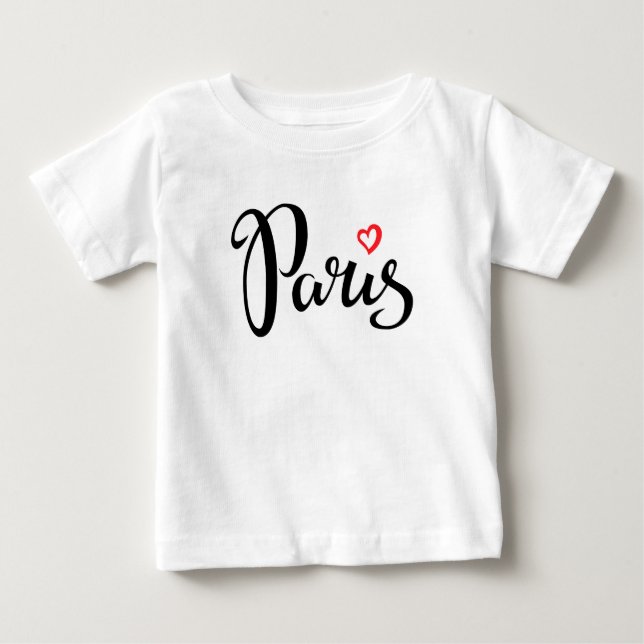Camiseta De Bebé Letras del cepillo de París con el corazón (Anverso)