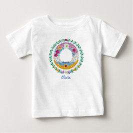 Camiseta De Bebé Letras florales iniciales "O" con nombre personali