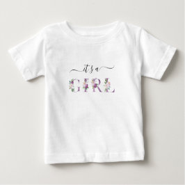 Camiseta De Bebé Letras moradas Chica de impresión Baby Shower