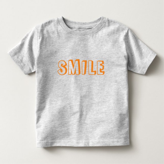Camiseta De Bebé Letras naranjas de "sonrisa" grises (Anverso)