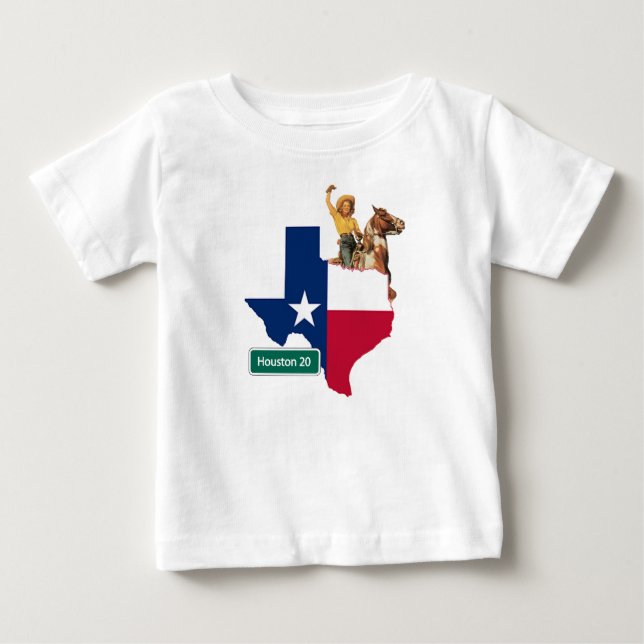 Camiseta De Bebé Letrero de la forma de Texas con vaquera y señal d (Anverso)