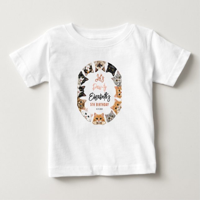 Camiseta De Bebé Let's Pawty Cat 5th Birthday | Custom Birthday Kid (Anverso)