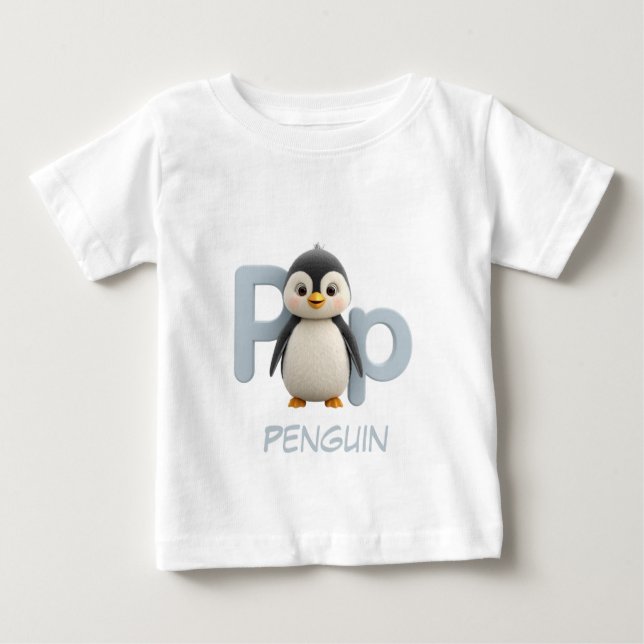 Camiseta De Bebé Letter P Penguin Educational Kids T-Shirt | Upperc (Anverso)