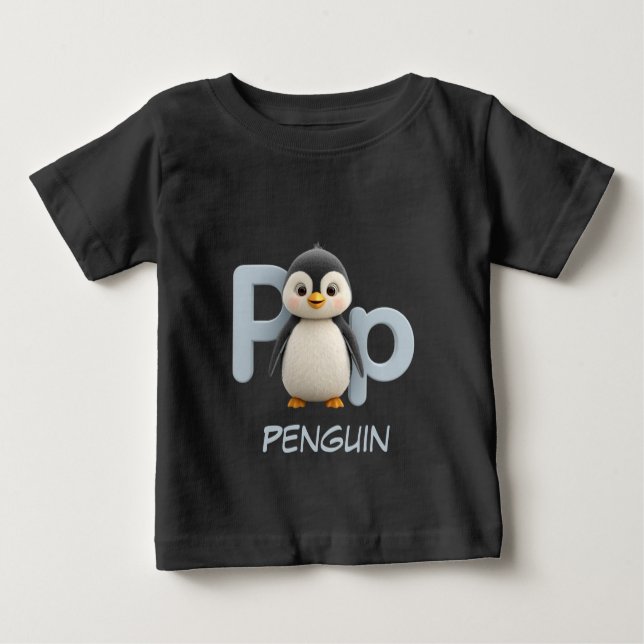 Camiseta De Bebé Letter P Penguin Educational Kids T-Shirt | Upperc (Anverso)