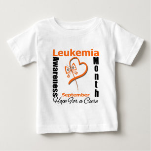 Camiseta De Bebé Leucemia Awareness Month Mariposa Corazón