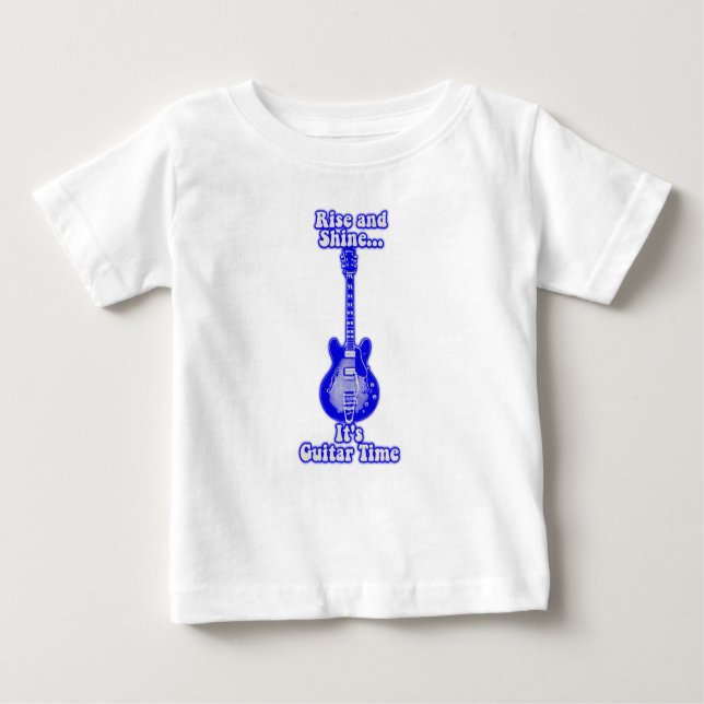 Camiseta De Bebé Levantarse y brillar. Es tiempo de guitarra. guita (Anverso)