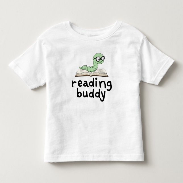 Camiseta De Bebé Leyendo librero Buddy Cute con libro (Anverso)
