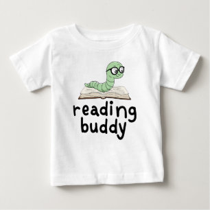 Camiseta De Bebé Leyendo librero Buddy Cute con libro