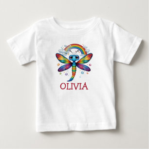 Camiseta De Bebé Libélula Colorida Adorable con Arcoíris