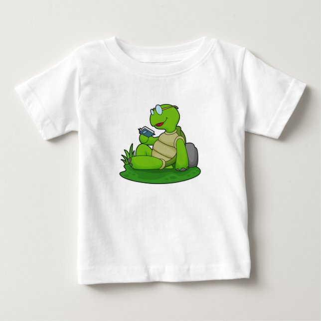 Camiseta De Bebé Libro de lectura de tortugas (Anverso)