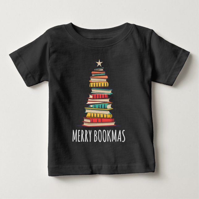 Camiseta De Bebé Libros del Árbol de Navidad Merry Bookmas (Anverso)