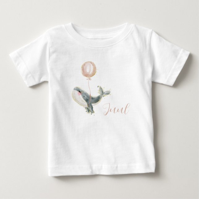 Camiseta De Bebé Lieve dolfijn met roze ballon (Anverso)