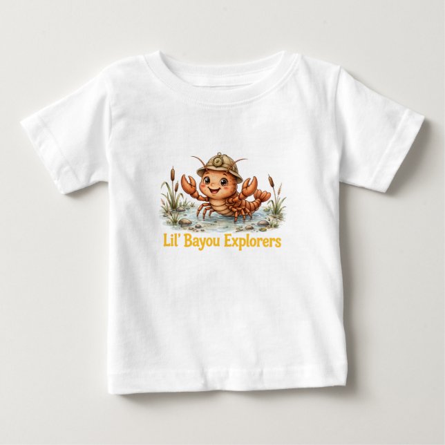 Camiseta de bebé Lil' Bayou Explorers Crawfish Bab (Anverso)