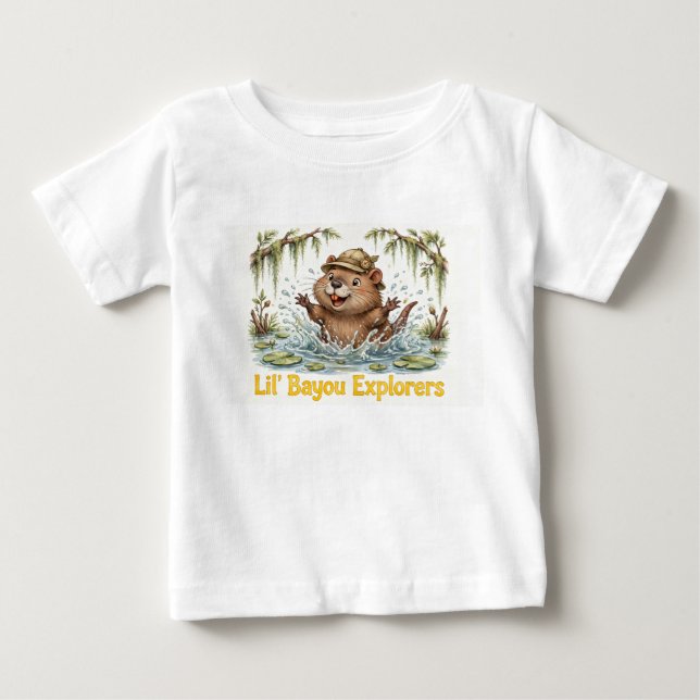 Camiseta de bebé Lil' Bayou Explorers Nutria (Anverso)