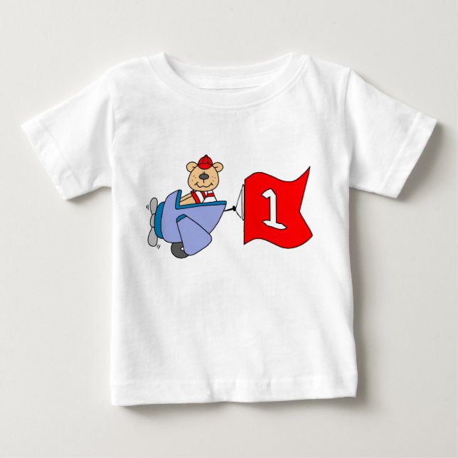 Camiseta De Bebé Lil Pilot Bear 1er cumpleaños (Anverso)