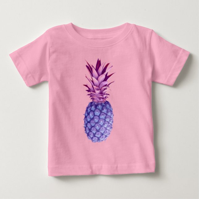 Camiseta De Bebé Lilac y piña rosa (Anverso)