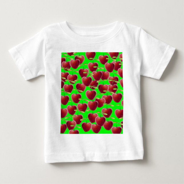 Camiseta De Bebé Lime Green Cherry Splash (Anverso)