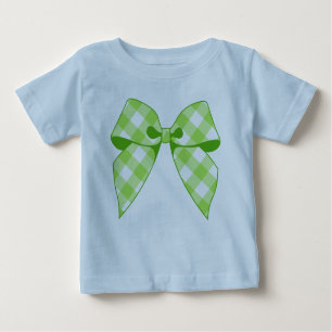 Camiseta De Bebé Lime Green Gingham Bow Key Lime Toddler Ruffle Tee