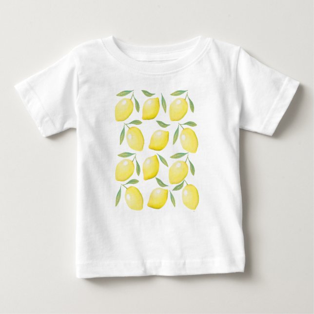 Camiseta De Bebé Limoncitos amarillos a la acuarela (Anverso)