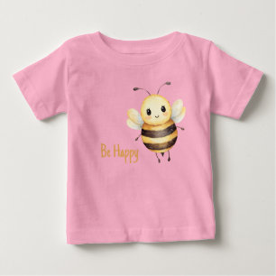 Camiseta De Bebé Linda Abeja Amarilla Negra Sé Feliz