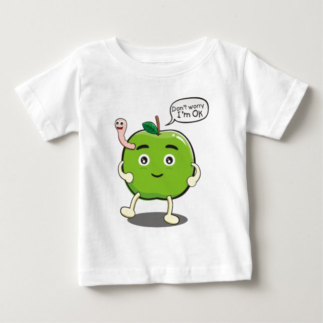 Camiseta De Bebé linda Apple con gusano lindo (Anverso)