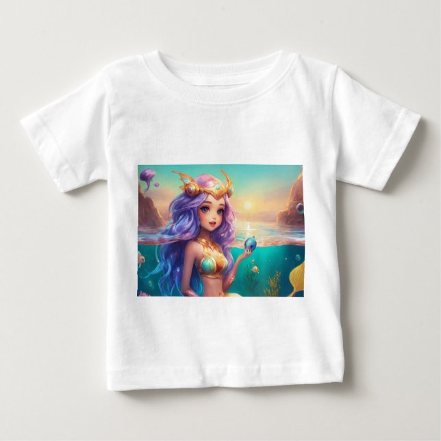 Camiseta de bebé linda con hermosa imagen de siren (Anverso)