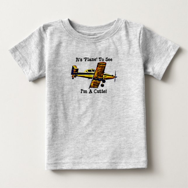 Camiseta de bebé linda de avión con arte de juego  (Anverso)
