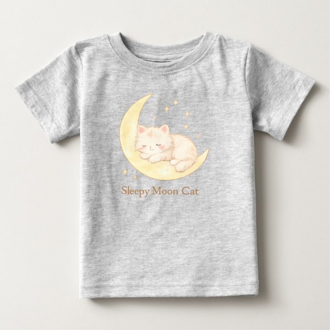 Camiseta de bebé linda gato luna dormilón (Anverso)