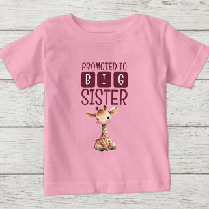 Camiseta De Bebé Linda jirafa hermana mayor rosa