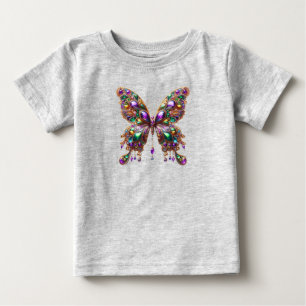 Camiseta De Bebé Linda mariposa de Mardi Gras con joyas