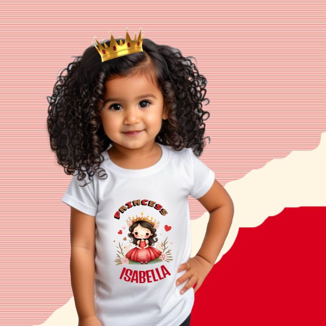 Camiseta De Bebé Linda princesita con vestido rojo (Subido por el creador)