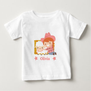 Camiseta De Bebé Linda Vaquera con Cordero para Niñas