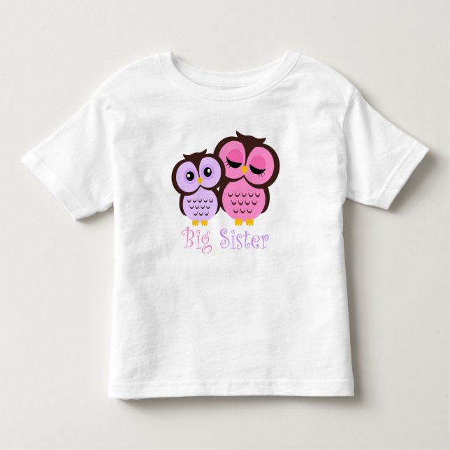 Camiseta De Bebé Lindas hermanas búhos rosa y morado (Anverso)