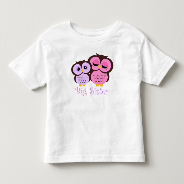 Camiseta De Bebé Lindas hermanas búhos rosa y púrpura (Anverso)
