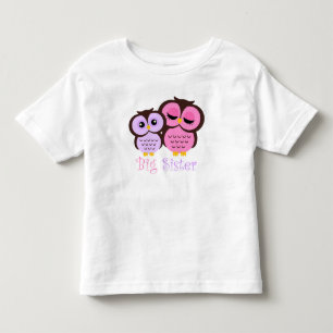 Camiseta De Bebé Lindas hermanas búhos rosa y púrpura Hermana mayor