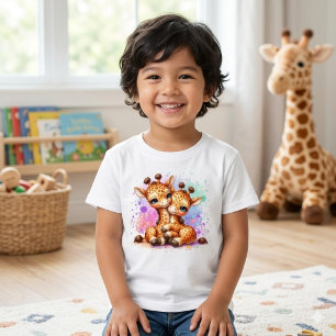 Camiseta De Bebé Lindas jirafas gemelas acuarela abrazando niños y