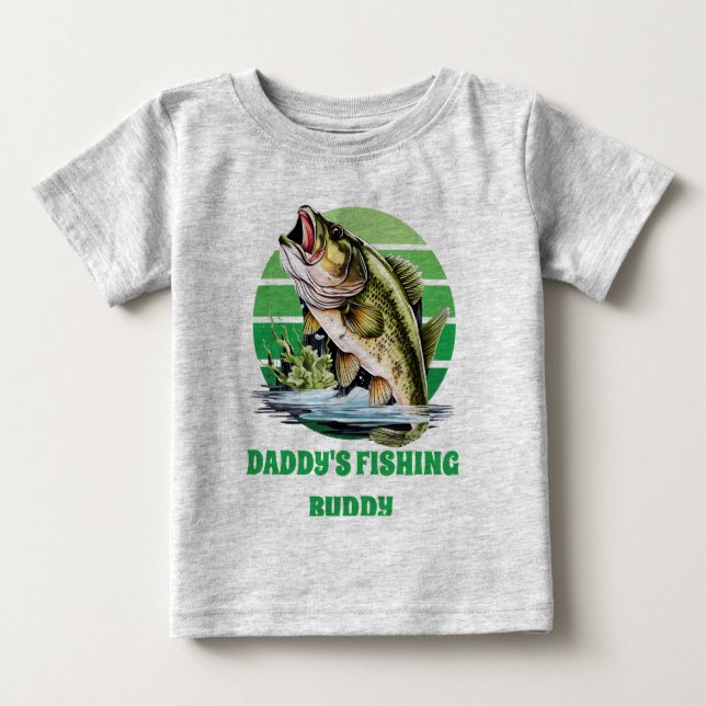 Camiseta De Bebé lindo Amigo de pesca de papá  agregar texto niños (Anverso)
