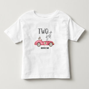 Camiseta De Bebé Lindo auto de carreras ROJO rápido DOS cumpleaños