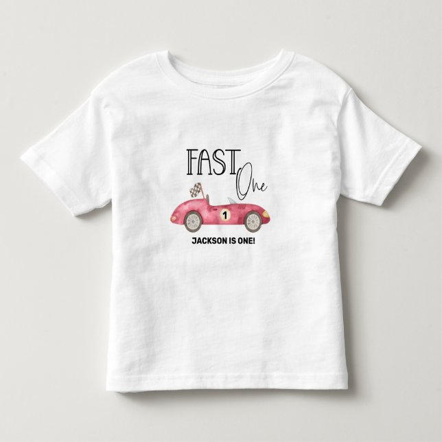 Camiseta De Bebé Lindo AUTO ROJO RÁPIDO cumpleaños número 1 (Anverso)
