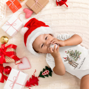 Camiseta De Bebé lindo bebe burro y árbol de navidad, personalizabl