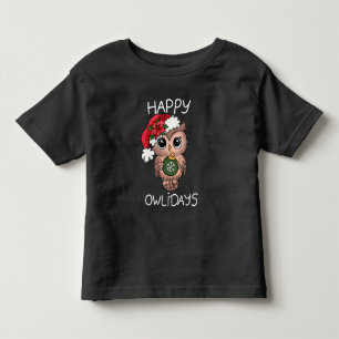 Camiseta De Bebé Lindo Búho Feliz Navidad Búho Verde Navidades