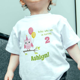 Camiseta De Bebé Lindo búho rosa que cumple 2 años fiesta búho cump
