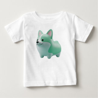 Camiseta De Bebé Lindo cachorro de Corgi estilizado en verde menta 