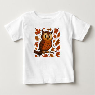 Camiseta De Bebé Lindo, caprichoso búho vintage de otoño