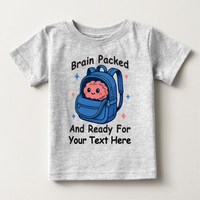 Camiseta De Bebé Lindo “Cerebro Listo” Personalizable para el Regre (Anverso)