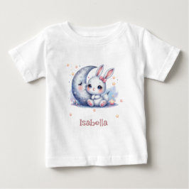 Camiseta De Bebé lindo conejito sentado en la luna