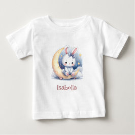 Camiseta De Bebé lindo conejito sentado en la luna