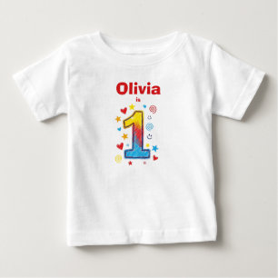 Camiseta De Bebé Lindo Cumpleaños Número 1 Personalizado a Mano