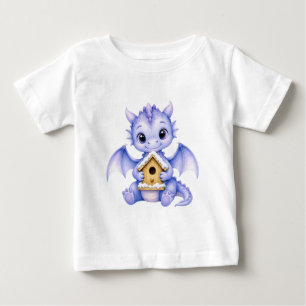 Camiseta De Bebé Lindo dragón bebé azul con casa de pan de jengibre